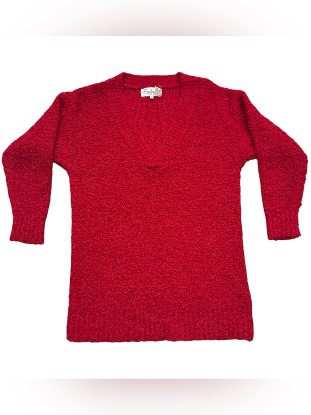 BUFFUMS Women’s Vintage Red V-Neck Sweater (LARGE)